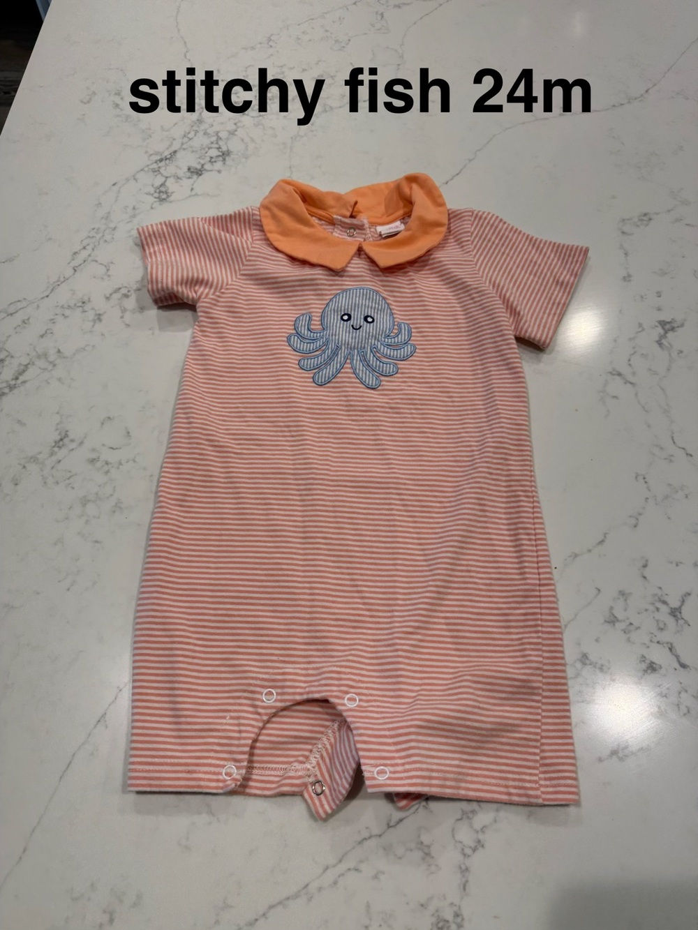 Striped White & Orange Octopus One-Piece